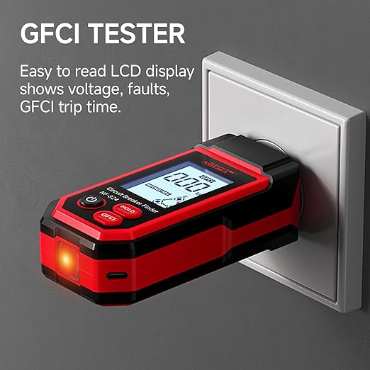 NOYAFA Rechargeable Circuit Breaker Finder with LCD Display & GFCI Outlet Tester, NCV AC Electric Tester Circuit Tracer, Adjustable Sensitivity, Flashlight- NF-824