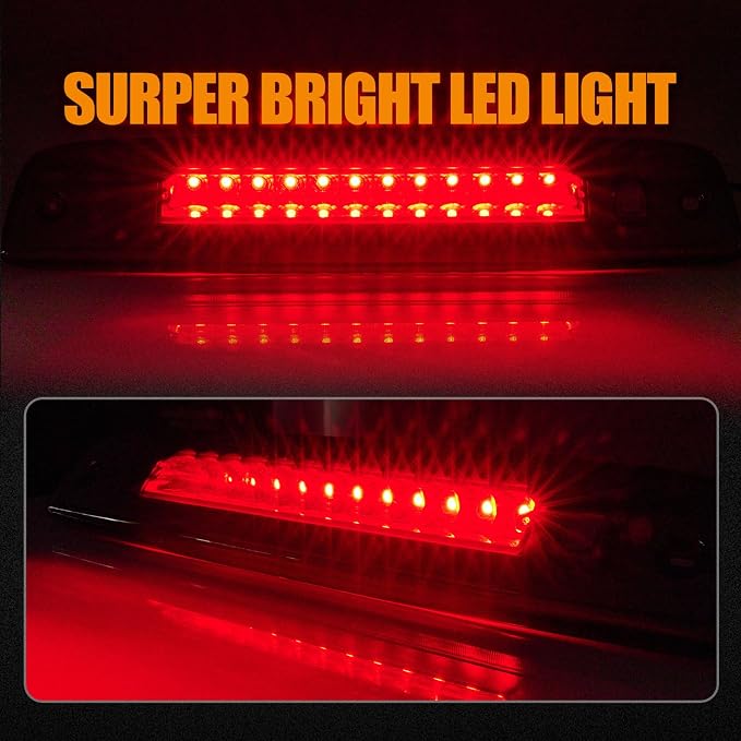Third 3rd Brake Light LED for 2003-2016 Ford Expedition, High Mount Rear Brake Lights Assembly for 03-16 Lincoln Navigator, Waterproof Center Cab Lamp Stop Light (RED)