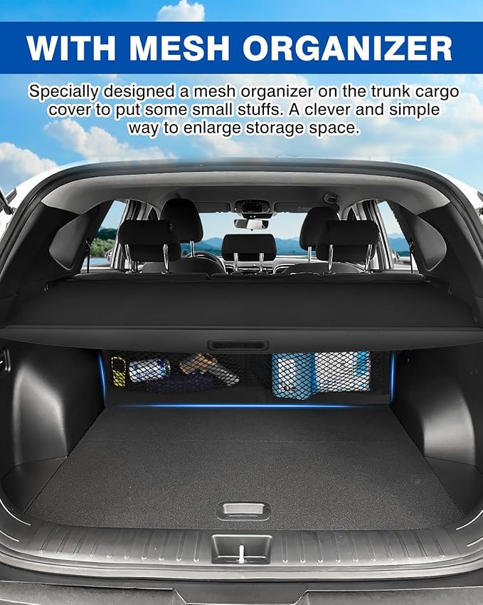 Autorder Cargo Cover for 2022-2025 2026 Hyundai Tucson Accessories Upgraded Trunk Cover with Extra Storage Net Retractable Security Shield Shade Cover