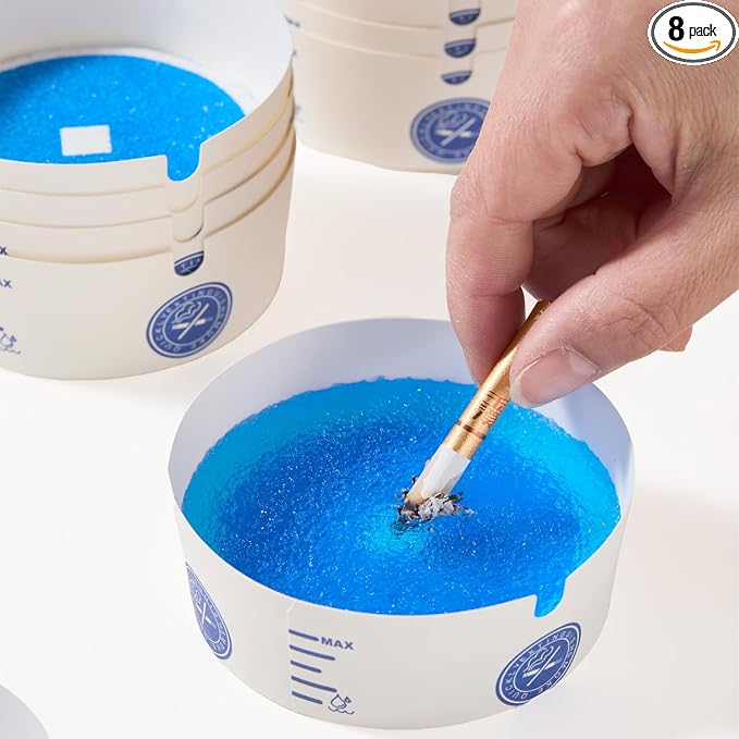 Disposable Foam Ashtrays 160 Pack, Paper Ashtray with Water-Activated Absorbent Base, Odor Control, Mess-Free, Thickened Design, Portable for Car, Home, Office, Outdoor Use