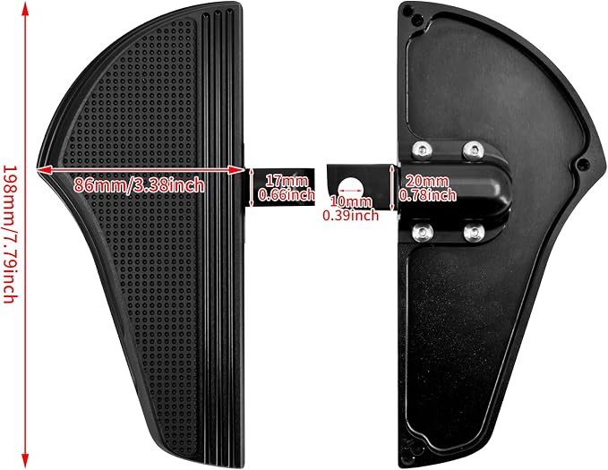 Passenger Driver Floorboards Set Style C, Black | Set Fit For Harley 2012-2016 FLD, 1986-2017 Most FL Softail, 1986-later Touring, Non-Slip, CNC Aluminum