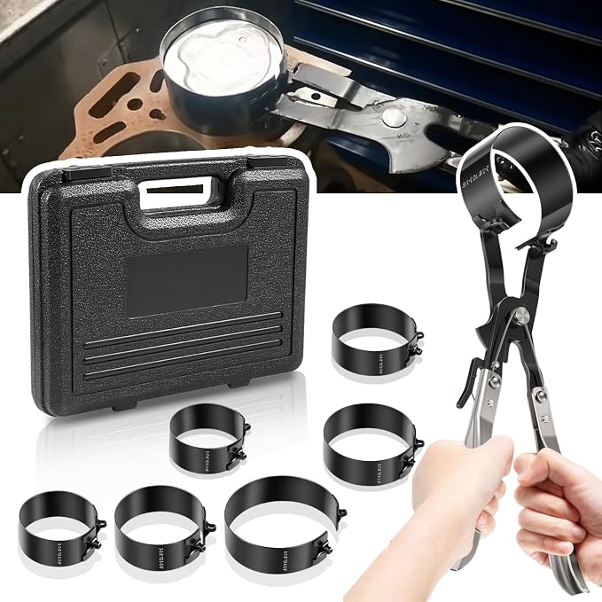 YMT Piston Ring Compressor Tool Set for Car Engine, Vehicle Maintenance Clamps, Ratchet Pliers, Storage Case