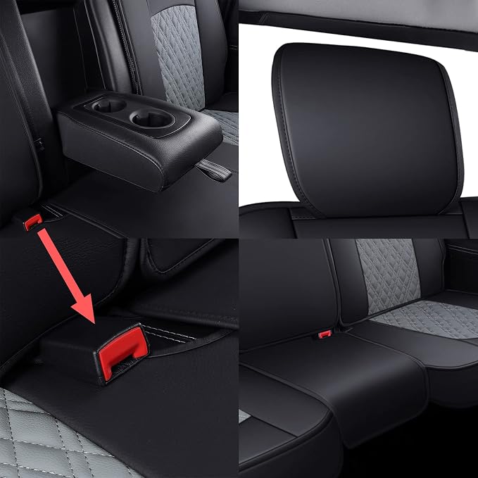 YIERTAI Car Seat Covers for Dodge Ram Fit 2009-2026 1500 2010-2026 2500 3500 Classic Bighorn Longhorn Laramie Tradesman Truck Gray Rear