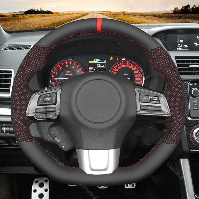 MEWANT Hand Stitched Steering Wheel Cover Wrap for Subaru WRX 2015-2021 / WRX STI 2015-2021 Steering Wheel Accessories