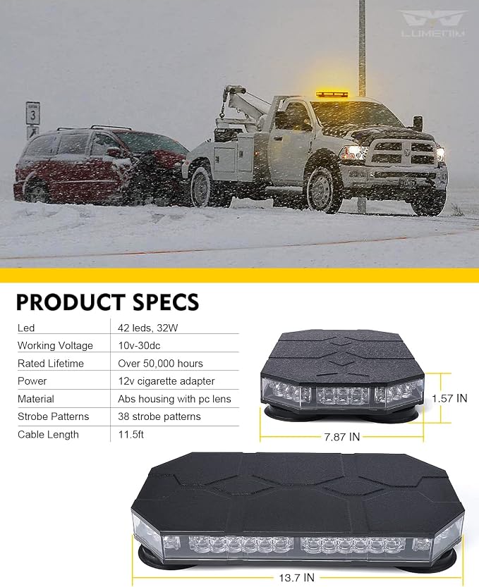 LUMENIX Rooftop Strobe Beacon Lights Bar w/Control Panel and 2PCS 70 Inch Running Board Emergency Strobe Lights Strip Bundle