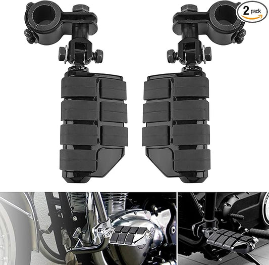 Motorcycle Clamp-on Highway Pegs Universal Adjustable Engine Guard Foot Rests w/Mount Clamp Kit For Most Motorcycle Models with 25mm 32mm 34mm Crash Bar Tube Accessories(Black Style)