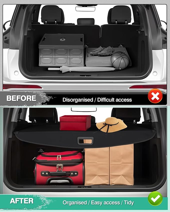 Powerty Cargo Cover for 2020-2025 Lincoln Corsair Accessories Trunk Cover Retractable Trunk Shielding Shade Cargo Luggage Cover Black