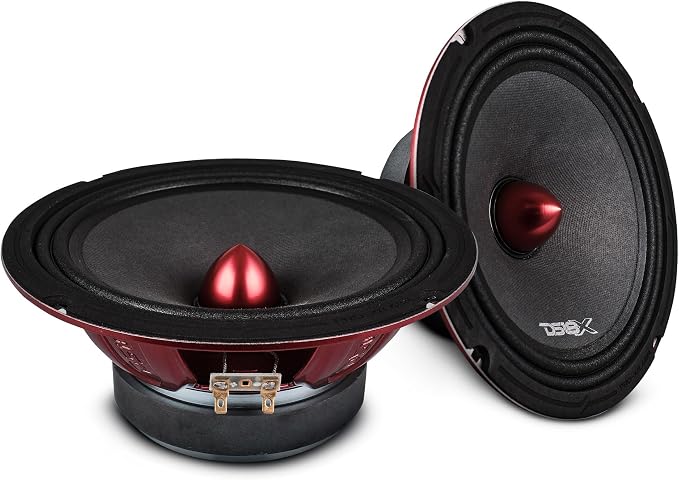 DS18 PRO-X8BM Loudspeaker - 8", Midrange, Red Aluminum Bullet, 550W Max, 275W RMS, 8 Ohms - Premium Quality Audio Door Speakers for Car or Truck Stereo Sound System (1 Speaker)