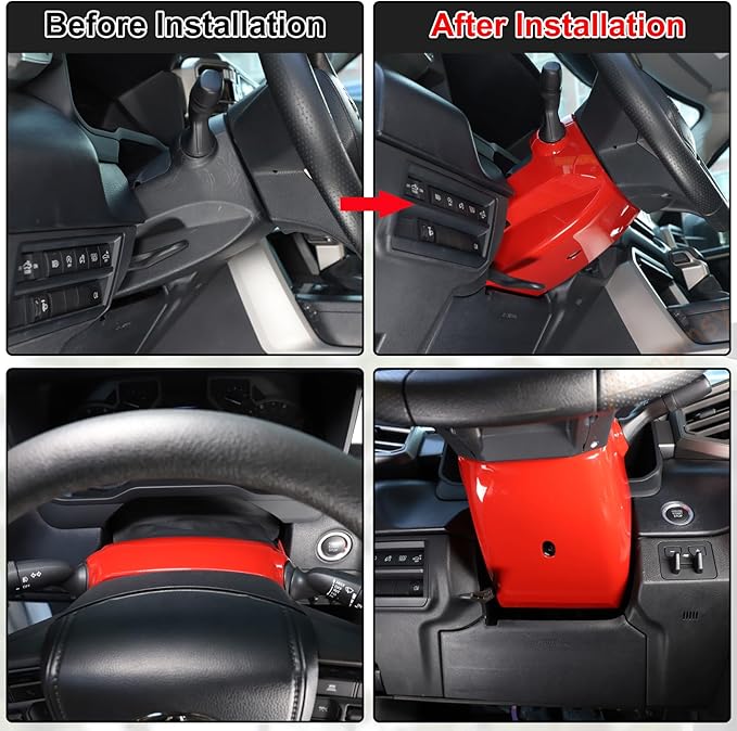 Car Steering Wheel Column Shroud Trim Cover Fit Toyot@a Tundra 2022 2023 2024 Center Console Steering Wheel Base Upper Lower Panel Decorative Cover Protect Sticker Interior Accessories(Manual Version)
