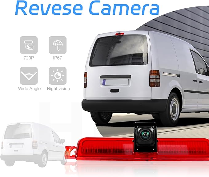 Car Brake Light Rear View Backup Camera for VW Caddy 2003-2015 HD IR Night Vision Top Rear Brake Light Camera Reversing Camera IP67 Waterproof