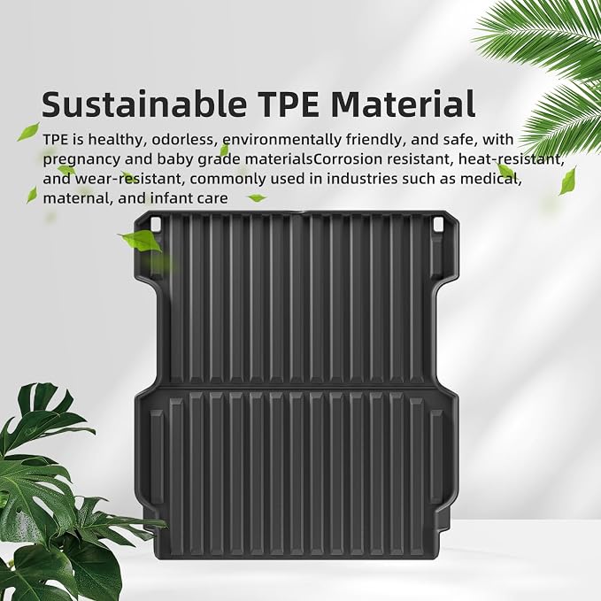SMABEE Truck Bed Mat for 2017-2026 Honda Ridgeline Crew Cab 5.3FT, TPE All Weather Cargo Liner Bed Liner for Ridgeline Accessories Inteior Black