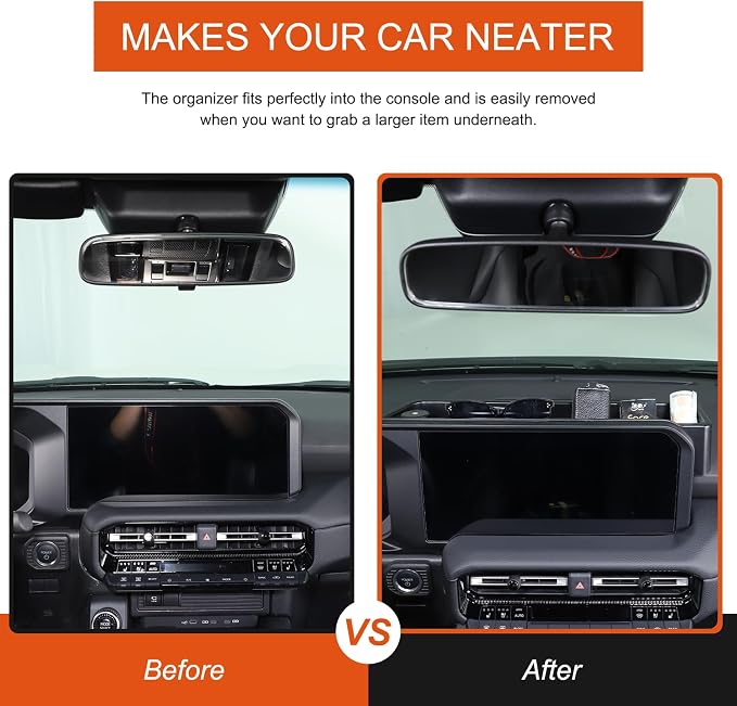 Car Center Console Dash Organizer Compatible with Toyota Land Cruiser 250 Prado LC250 J250 2024 2025,ABS Dashboard Tray Storage Box Interior Accessories