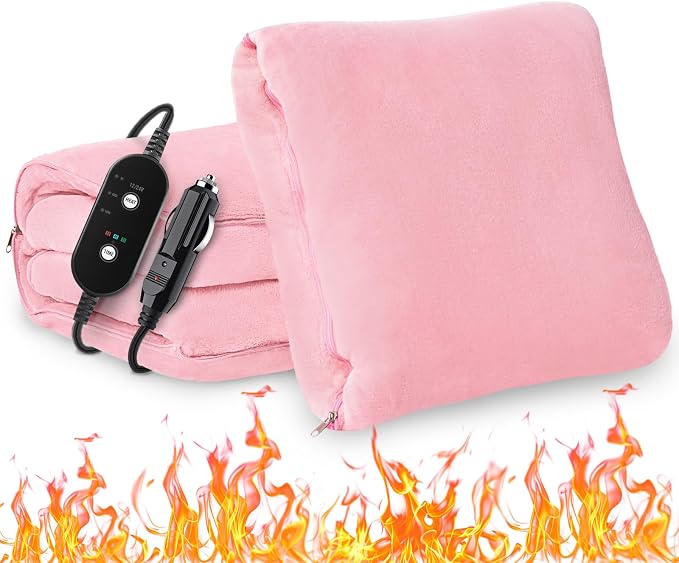 Heated Car Blanket 12/24 Volt Electric Blanket for car, Portable Heated Blanket for Car, Truck, SUV, RV & Camping, Machine Washable, with Temperature Controller 60" x 43"