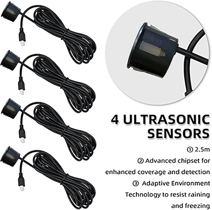 LCD Parking Sensor Kit - Displays Data on Original Screen, Easy Rear Installation, Compatible with CVBS Cameras (Not for AHD), 18 Probe Colors to Match Any Vehicle Lividgrey