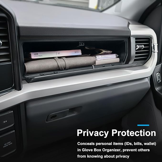 RAVOTOM Center Console Compartment Cover & Glove Box Organizer Compatible with 2022-2026 Ford F150 Accessories STX XL