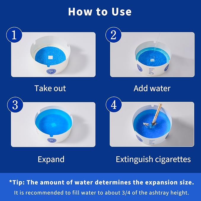 Disposable Foam Ashtrays 160 Pack, Paper Ashtray with Water-Activated Absorbent Base, Odor Control, Mess-Free, Thickened Design, Portable for Car, Home, Office, Outdoor Use