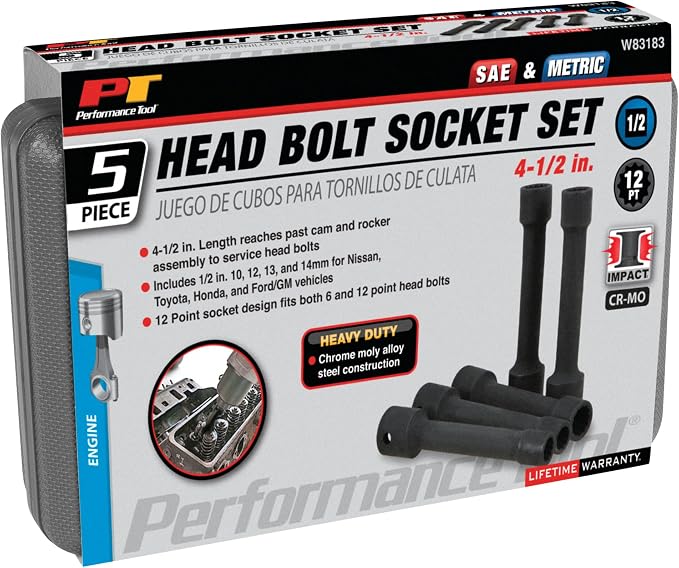 Performance Tool W83183 5pc Head Bolt Socket Set
