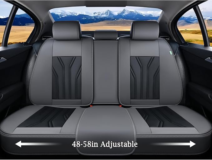 FLORICH Leather Seat Covers, Seat Covers Full Set, Car Seat Protectors 5 Seats, Automotive Seat Covers Fit for Most Cars Trucks SUV- Gray&Black