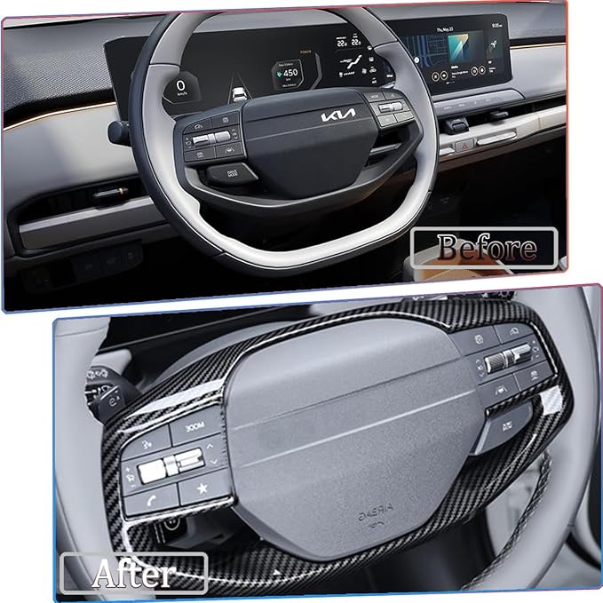 Steering wheel button frame,For Kia Sportage 2026，Kia K4 2025,Kia EV6 2025,Kia EV3 2025 2026 - ABS Carbon Fiber Steering Wheel Frame,Steering Wheel Button cover Accessories(NOT FIT GT-Line Model
