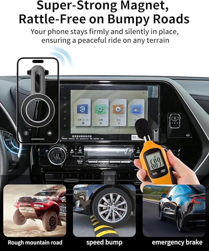 For Toyota Highlander 2020-2025 2022 Interior Accessories,Custom Fit Phone Holder&Magsafe Car Mount,Dual 360°Adjustable,Dual N52 Magnets,Secure&Silent,No Vent Blocking,for iPhone Android,8-inch Screen