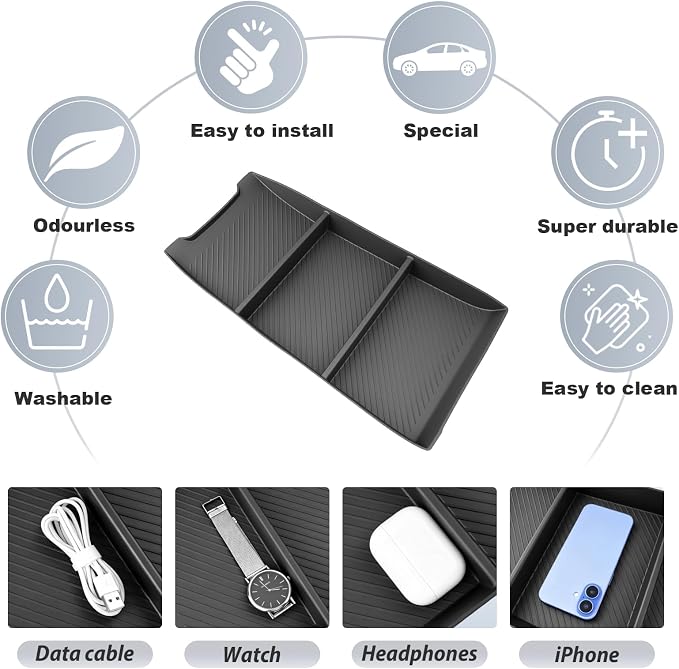 SKTU for 2026 2027 Cadillac Vistiq Center Console Organizer for 2026+ Cadillac Vistiq (Luxury/Premium Luxury/Sport/Platinum) Lower Center Console Tray Cadillac Vistiq 2026 2027 Accessories Rubber Tray