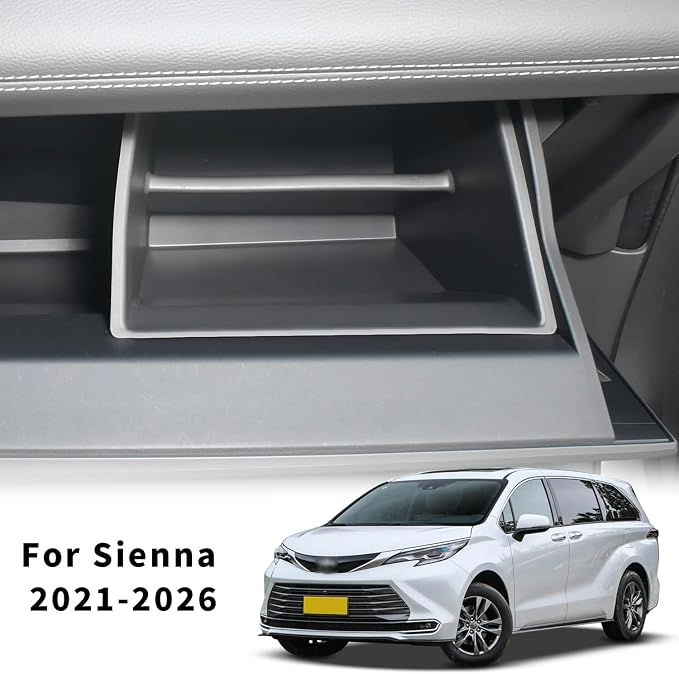 Glove Box Organizer for Toyota Sienna 2021-2026 Glove Box Organizer Silicone Passenger Side Storage Box Increase Storage Space for Sienna Accessories Center Console