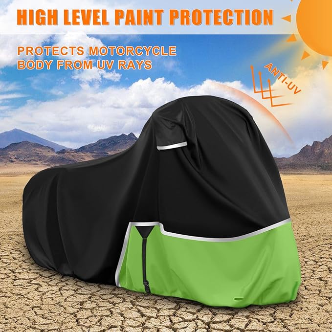 Waterproof Motorcycle Cover Replace for Kawasaki KLR 650 Versys X300 650 Without Trunk Models, 420D Oxford Cloth Motorcycle Cover for Snow Rain Dust Protection