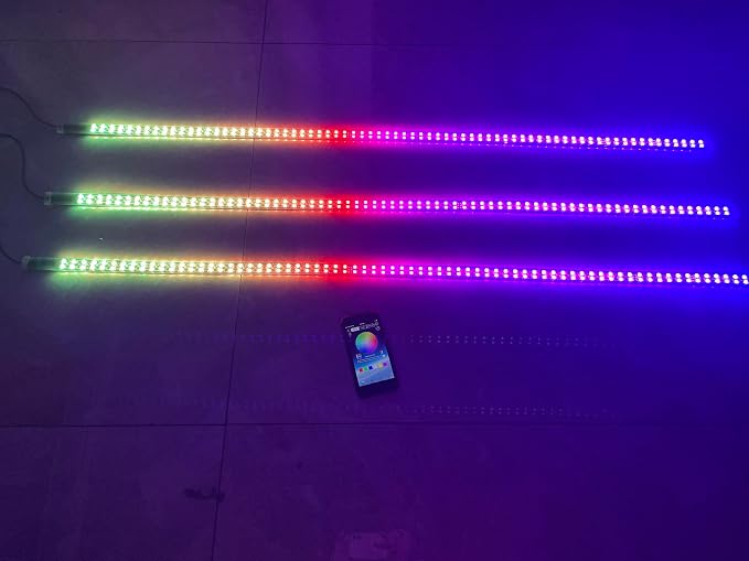 3PCS 1FT 2FT 3FT 4T 5FT 6.5FT Double Row Dual LEDs Dyanmic Symphony RGB Chasing Light Strips for Slingshot Wheel Car Truck Slingshot Hood Grille APP Remote (3PCS 3FT Double Row Light Strips)