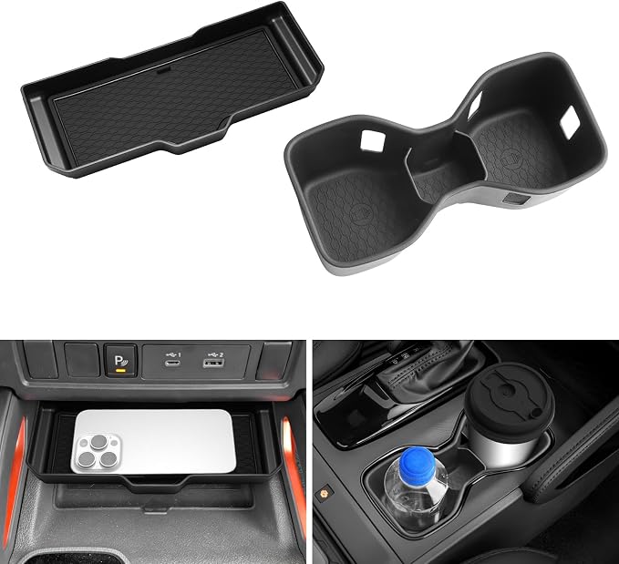 LUWU 2025 2026 Frontier Accessories for 2022 2023 2024 2025 2026 Frontier S/SV/Pro-X/Pro-4X/SL Accessories Front Center Console Tray, Center Console Cup Holder Black 2-Pack