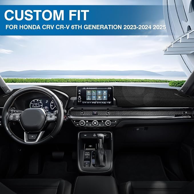 KUST Black Dash Cover for Honda CR-V CRV 2023-2025 2026(with HUD) Polyester Dashboard Cover Non-Slip Interior Accessories for Honda CRV CR-V Custom Fit Dash Mat Sunshade No Glare