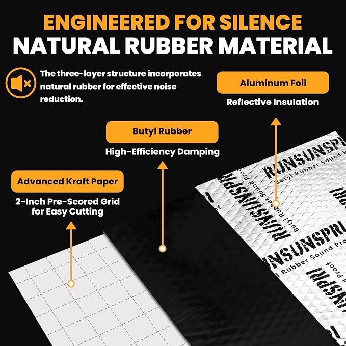 Car Sound Deadening 80 mil 10 sqft Sound Deadening Mat Sound Deading Material for Cars Butyl Automotive Sound Dampening