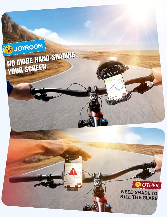 JOYROOM Bike Phone Holder Mount [Avoid Glare][Full Silicone Protection] Phone Mount for Electric Scooter Ebike Bicycle Handlebar iPhone Bike Accessories for Men Compatible Phone Under 4.7-7"