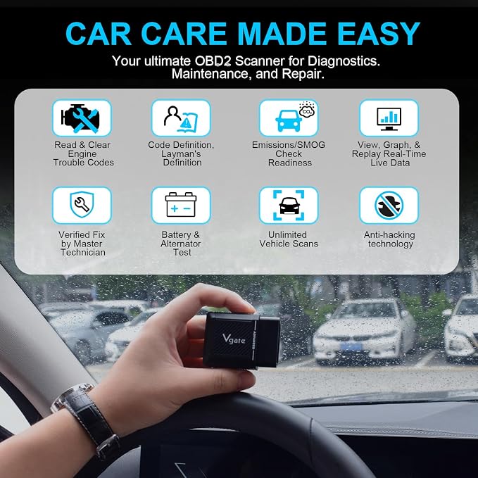Vgate vLinker MS Bluetooth OBD2 Scanner Fixd Car Diagnostic Tool Code Reader CH-CAN and LS-CAN Work for iOS & Android & Windows, Black