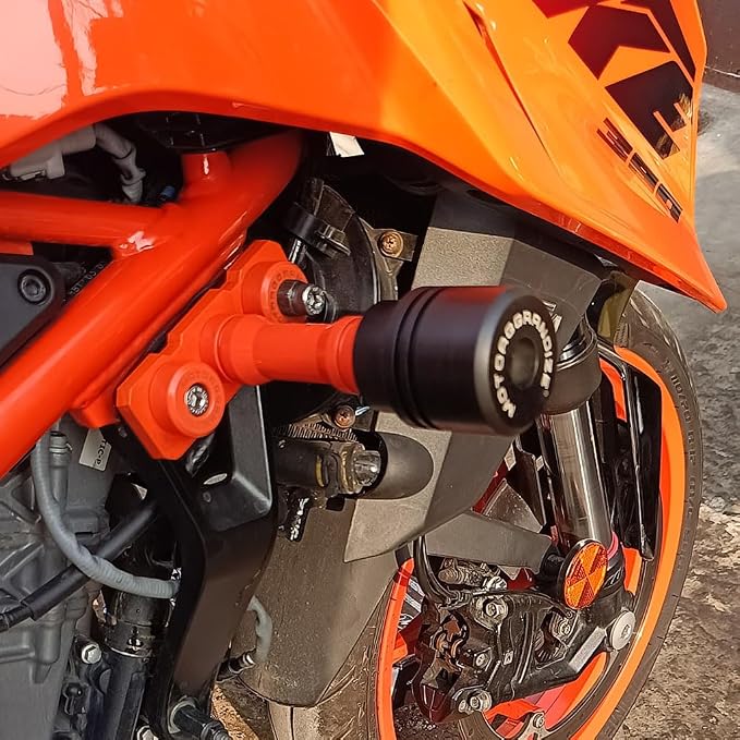 Motoaggrandize Frame Sliders Crash Protectors For Duke 250 | 390 [Generation 3 only] | Colour: Orange