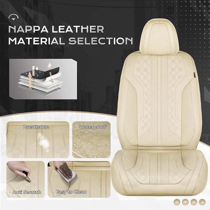 Coverado Car Seat Covers Full Set, Seat Covers for Cars, Front Seat Covers and Back Seat Cover Waterproof Leather Automotive Seat Cover, Universal Car Interior Protectors Cushion for Most Cars