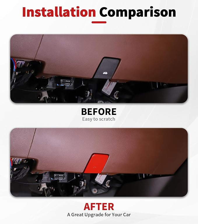 JWWY Interior Kit fit for 2014-2017 Chevrolet Chevy Silverado & GMC Sierra, Center Console Dashboard Start Switch Cover Trim Accessories Red 7PCS