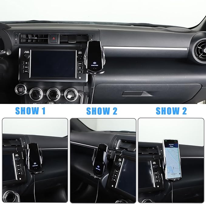 HAPPYHORSE Car Phone Mount Compatible with Toyot@ 86/Subaru BRZ 2022-2024 Car Central Control Right Side Mobile Phone Bracket Phone Holder Phone Mount with Self-Adhesive Base Accessories (Type D)