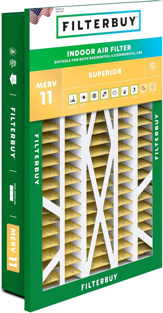 Filterbuy 20x30x5 Air Filter MERV 11 Superior Pet & Allergy Defense (1-Pack), Electrostatic Pleated HVAC AC Furnace Filters Replacement for Honeywell Return Grille (Actual Size: 18.38 x 28.63 x 3.69)