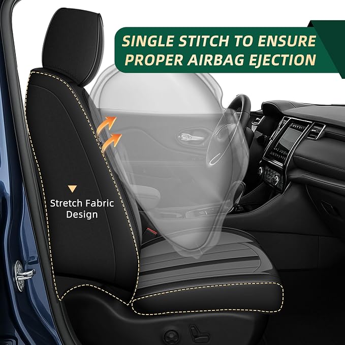 Car Seat Covers Fit for Ford Fusion 2010-2020 Waterproof Leather Seat Covers Breathable and Comfortable All Weather Seat Covers (2 Front Set, Black&Grey)