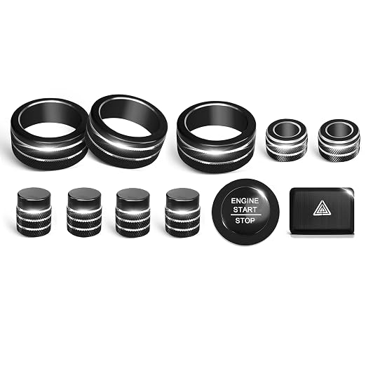 Knob Covers for Honda Civic Accessories 2026 2025 2022-2024 for CRV 2026 2025-2023 for Acura Integra 2023-2025 Hazard Warning Lights, AC, Air Vent, Audio, Push Start Button Cover Ring 12Pcs(Black)