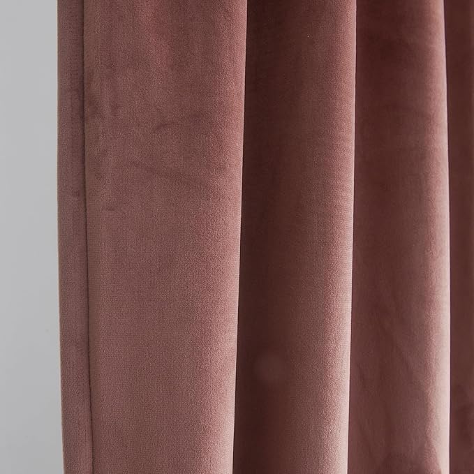 Roslynwood Luxury Soft Brick Dust Velvet Curtains 96 inches Long Back Tab Thermal Insulated Blackout Window Drapes for Living Room/Bedroom/Dining Room, W52 x L96, 2 Panels
