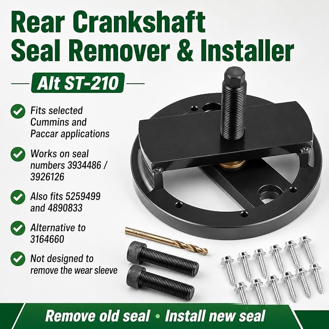 Front+Rear Crankshaft Seal Main Crankshaft Seal & Wear Sleeve Installer Tool Kit,Compatible with Cummins 3.9L 5.9L 6.7L 1989-2016 Replace 1338 3824498 5046 3824500 3164660 ST-224C 3824078 5395259