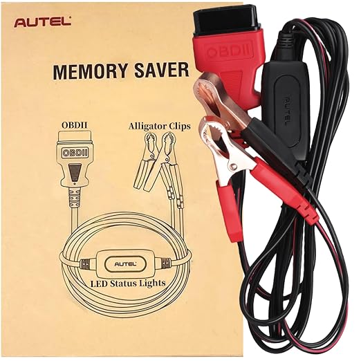Autel MaxiBAS BTMS OBDII Memory Saver, Battery Tester, Polarity-Protected, Attaches to 12 Volt Backup Battery, Provides Power to Vehicle's Computer, Maintains Data