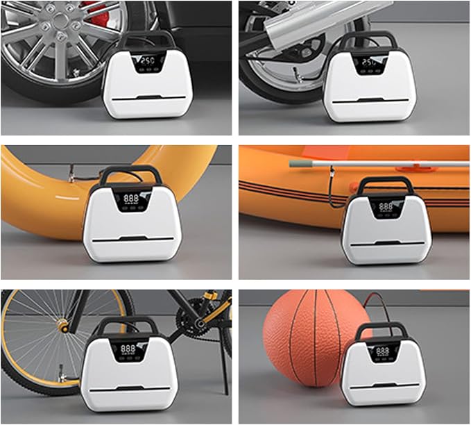Car Air Pump, Double Cylinder 12V Electric Portable Tire Inflator with Auto Shut Off LED Light LCD Screen for Vehicles SUVs Bikes