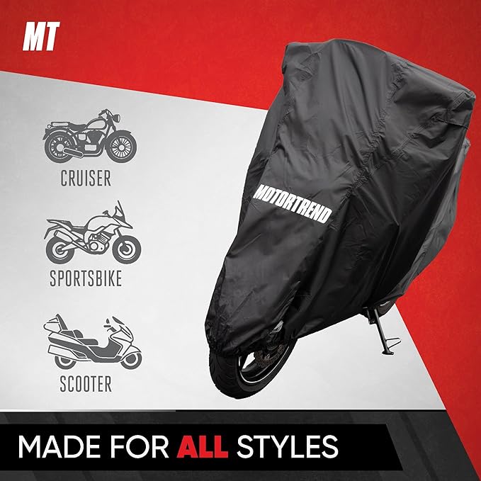 Motor Trend SportsFlex All Weather Waterproof Motorcycle Cover Breathable Durable Protection XL: 97" x 41" x 50"