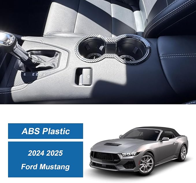Carbon Fiber Cup Holder Panel Cover Compatible with Ford Mustang 2024 2025