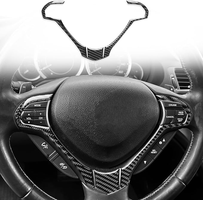 Black Soft Carbon Fiber car Interior Steering Wheel Sticker 1/Piece Decorative Sticker Suitable for Acura TSX 09-14 Carbon Fiber car Interior
