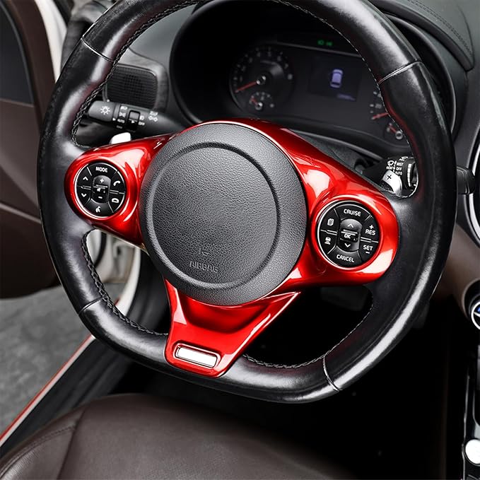 Premium Car Steering Wheel Handle Frame Cover - Anti-Slip Grip, Durable & Stylish Design Compatible with Kia Soul GT 2020-2025 Accessories (Red)