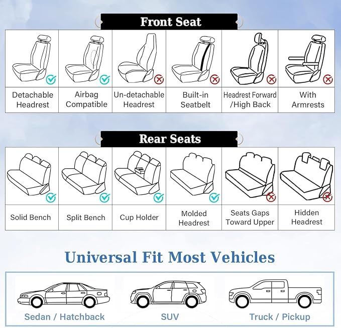 Coverado Car Seat Covers for Front Seat, Leather Seat Covers for Cars, Front Seat Covers, Waterproof Car Seat Protectors Car Seat Cushions Universal for Most Vehicles, Beige