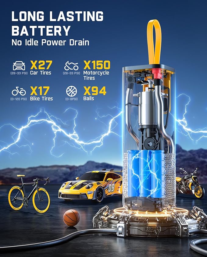 Fanttik X9 APEX Portable Air Compressor for Car Tires, 35s Fast Inflation, 150PSI Cordless Tire Inflator with Light and Power Bank, Suitable for SUV, Sedan, Motorcycle, Bike, Ball,Black